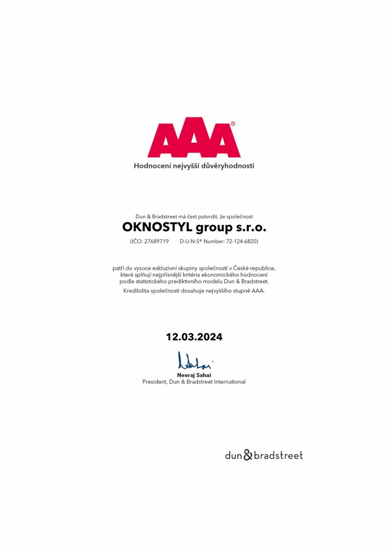 Certifikát nejvyšší důvěryhodnosti 